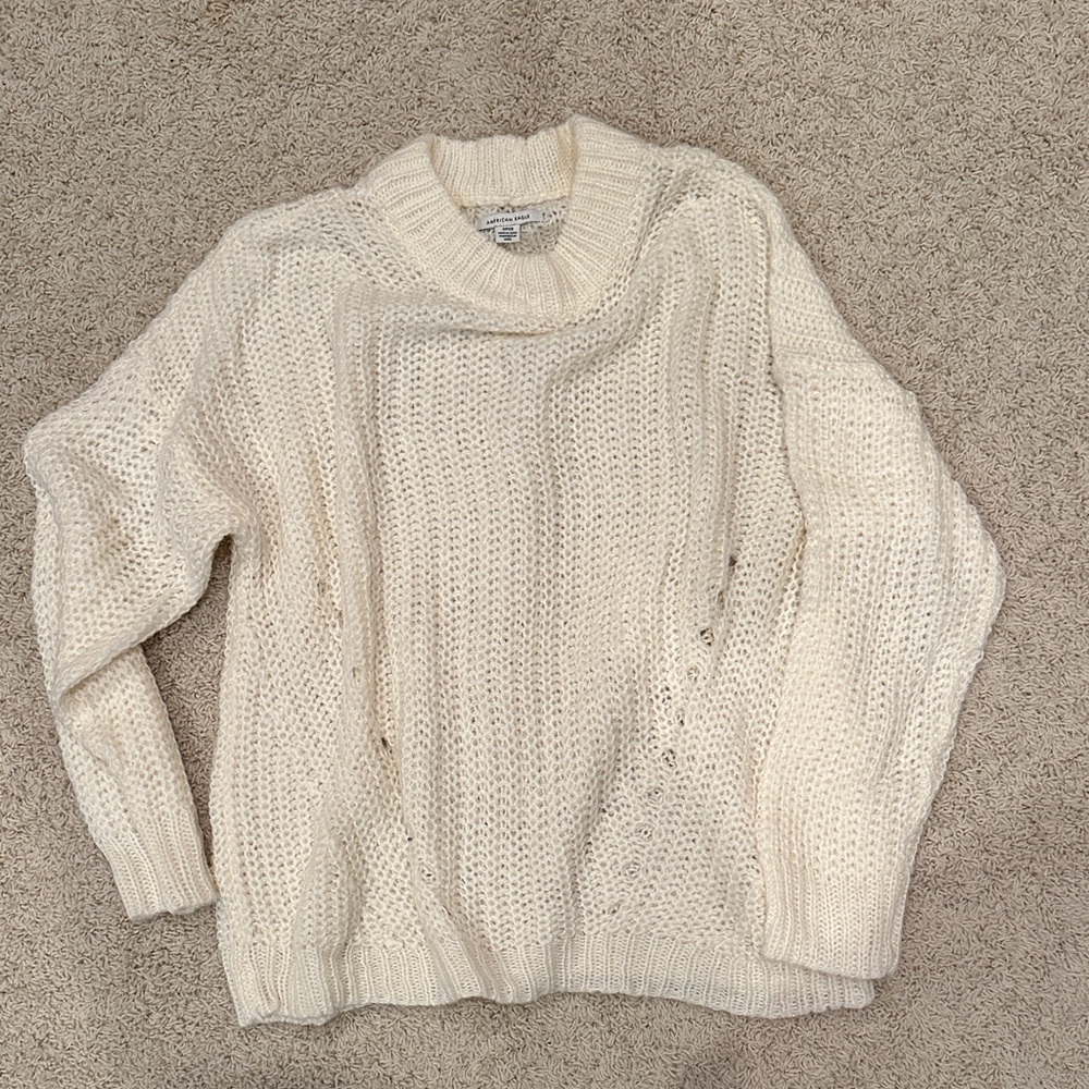 American Eagle Outfitters Cream Turtleneck Sweater